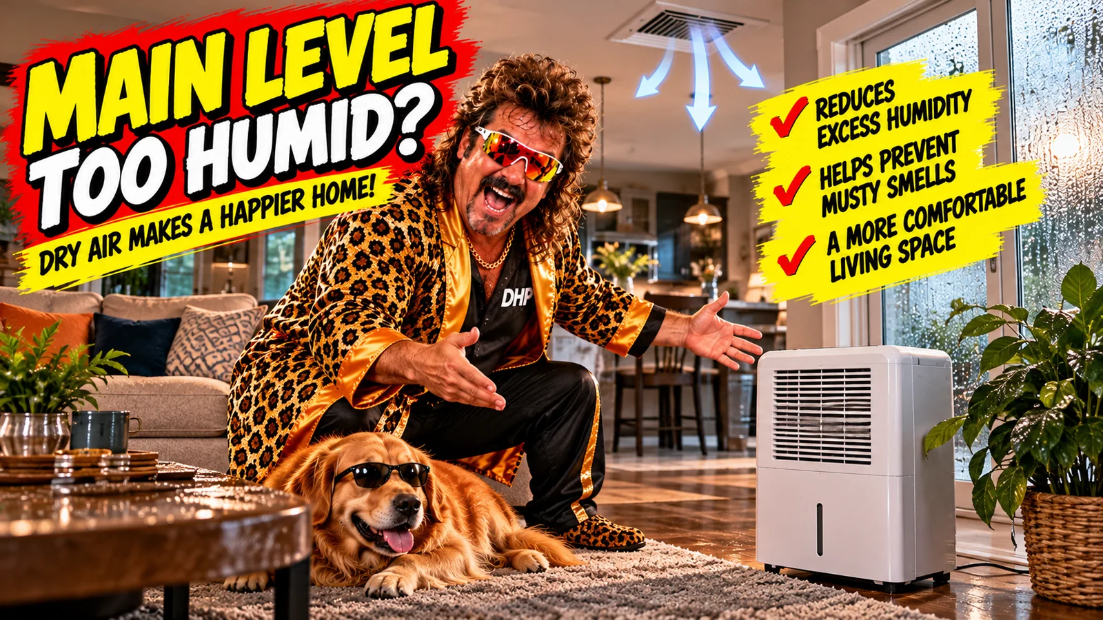 Comic dehumidifier and air-conditioning debate on a main floor